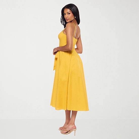 Premier Amour Womens Midi Sweetheart Neck Sleeveless Fit + Flare Dress
