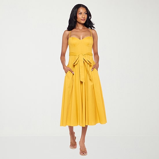Premier Amour Womens Midi Sweetheart Neck Sleeveless Fit + Flare Dress