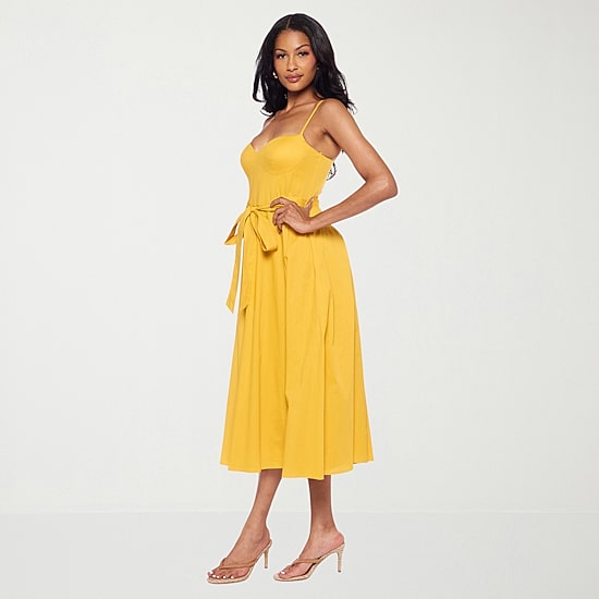 Premier Amour Womens Midi Sweetheart Neck Sleeveless Fit + Flare Dress