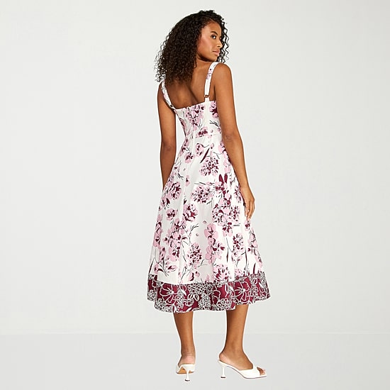 Premier Amour Womens Midi Sweetheart Neck Sleeveless Floral Fit + Flare Dress