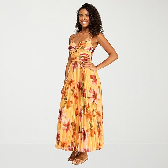 Premier Amour Womens Sweetheart Neck Sleeveless Floral Evening Gown