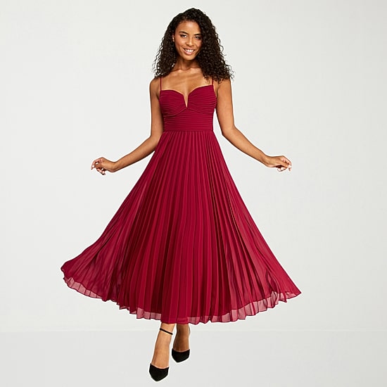 Premier Amour Womens V Neck Sleeveless Evening Gown