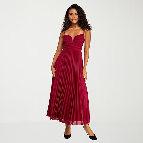 Premier Amour Womens V Neck Sleeveless Evening Gown