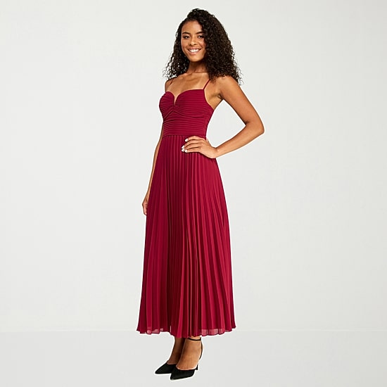 Premier Amour Womens V Neck Sleeveless Evening Gown, Color: New Wine