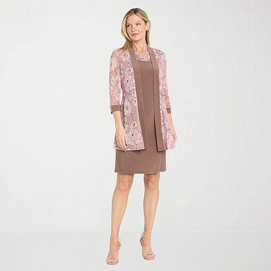 R & M Richards Womens Floral Jacket Dress