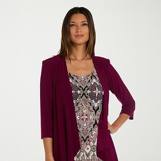 R & M Richards Womens Medallion Jacket Dress