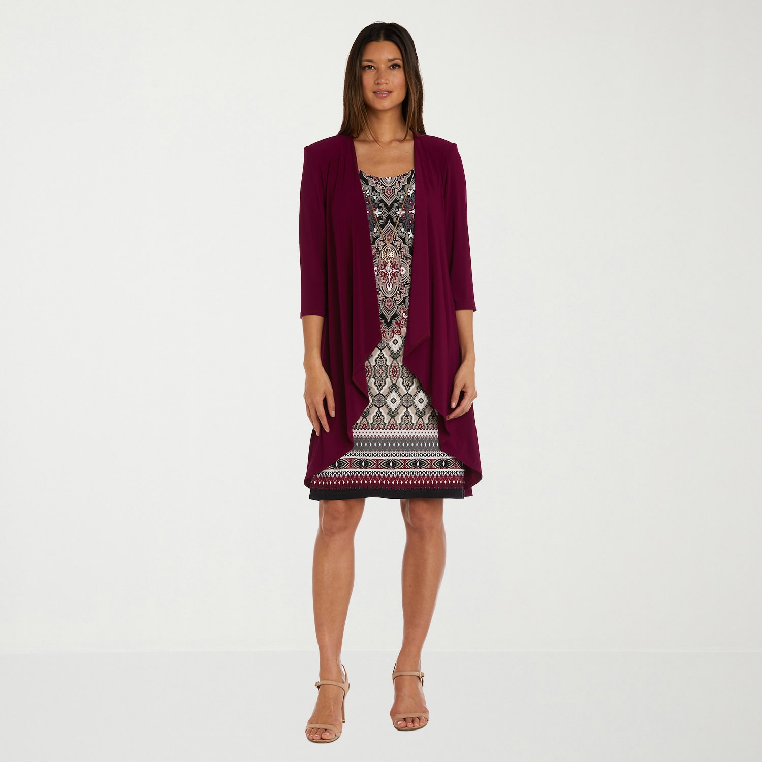 R & M Richards Womens Medallion Jacket Dress