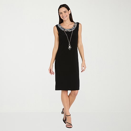 R & M Richards Womens Leaf Jacket Dress With Removable Necklace