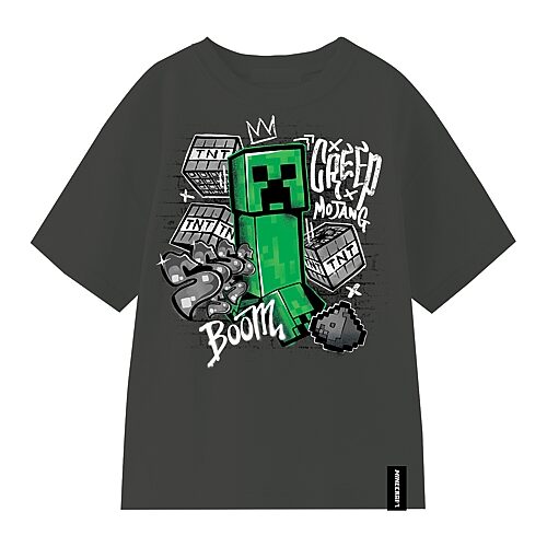 Mad Engine Little & Big Kid Boys Crew Neck Short Sleeve Oversized Minecraft Graphic T-shirt In Gray