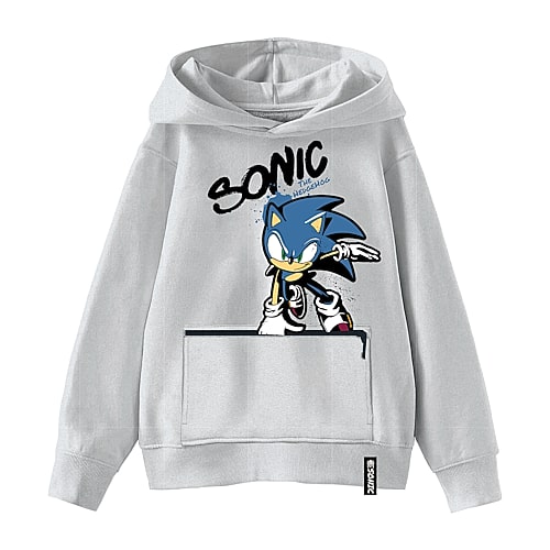 Mad Engine Little & Big Kid Boys Long Sleeve Sonic The Hedgehog Fleece Hoodie In Gray