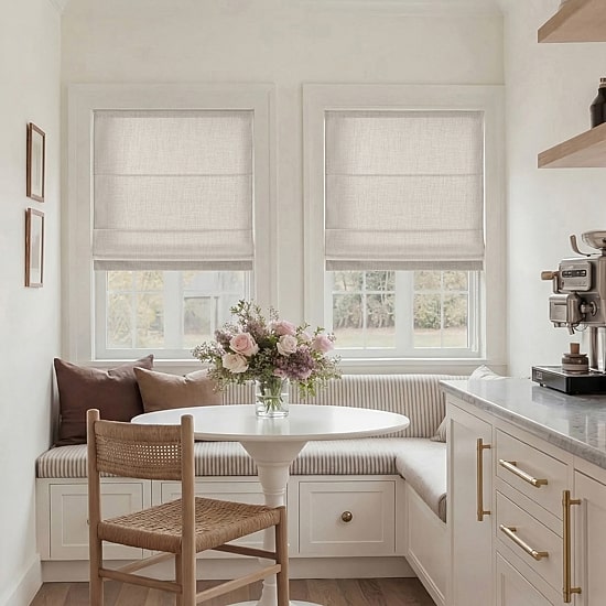 Madison Park Mira Linen Textured Cordless Room Darkening Roman Shade