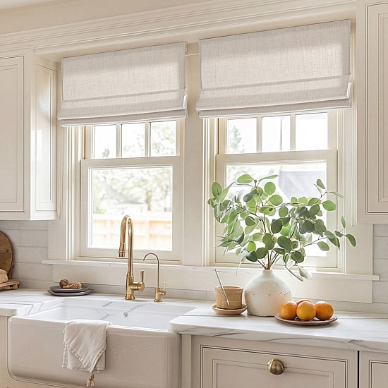 Madison Park Mira Linen Textured Cordless Room Darkening Roman Shade
