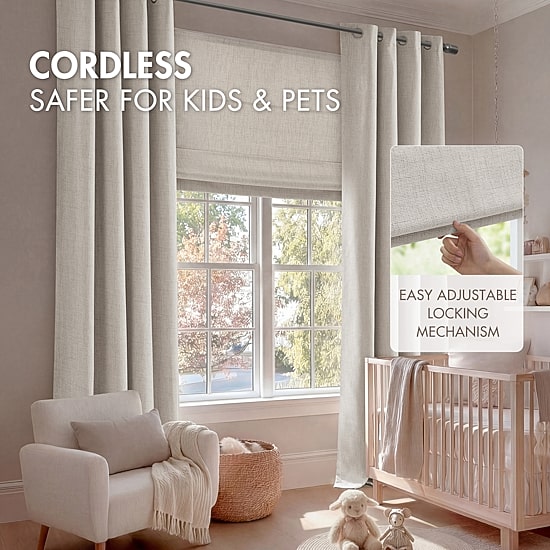 Madison Park Mira Linen Textured Cordless Room Darkening Roman Shade
