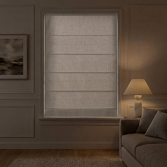 Madison Park Mira Linen Textured Cordless Room Darkening Roman Shade