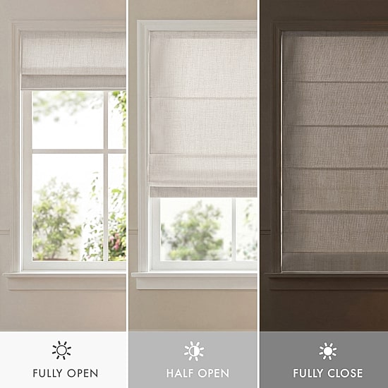Madison Park Mira Linen Textured Cordless Room Darkening Roman Shade