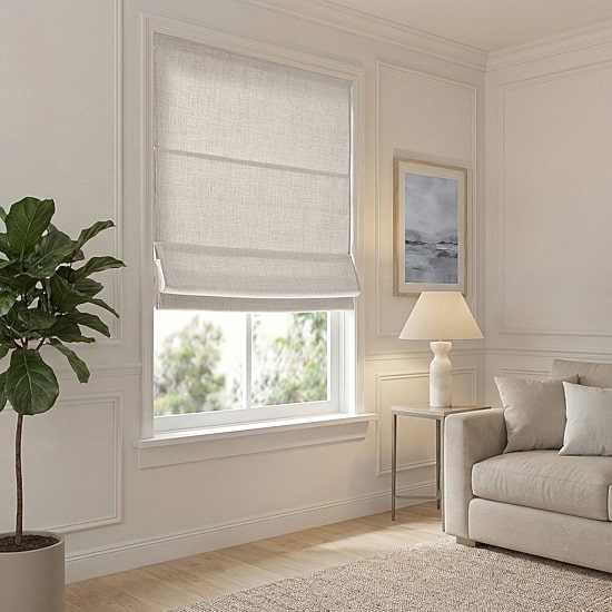 Madison Park Mira Linen Textured Cordless Room Darkening Roman Shade