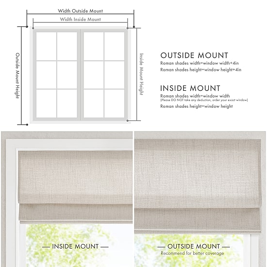Madison Park Mira Linen Textured Cordless Room Darkening Roman Shade