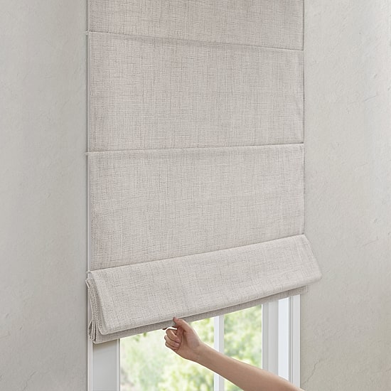 Madison Park Mira Linen Textured Cordless Room Darkening Roman Shade