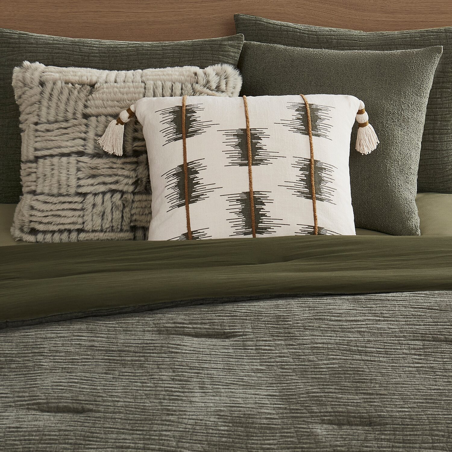 Indigo Road by Egypt Sherrod Driss Boucle Square Throw Pillow