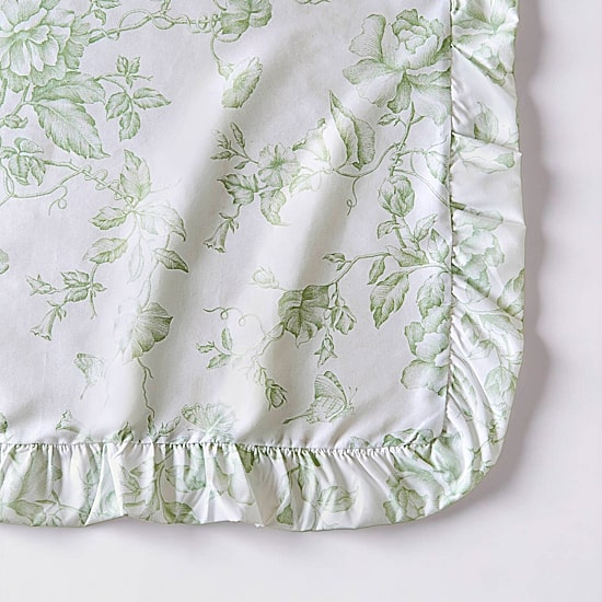 Madison Park Essentials Colette Floral Ruffle Shower Curtain with 12 Roller Ball Hooks