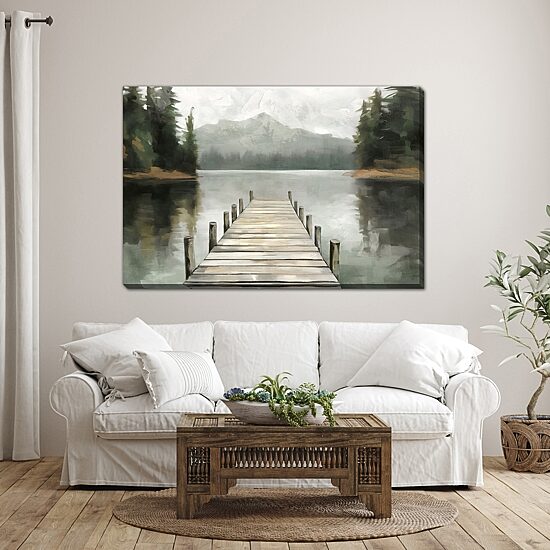 Streamline Art Tranquil Waters Hand Embellished Canvas Art