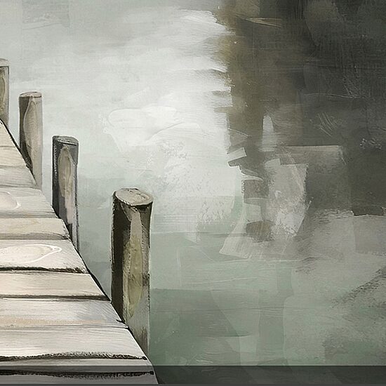 Streamline Art Tranquil Waters Hand Embellished Canvas Art