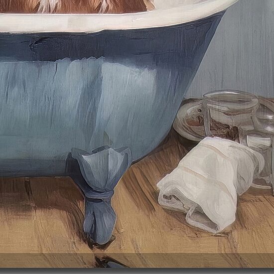 Streamline Art Bathtub Goats I Hand Embellished Canvas Art