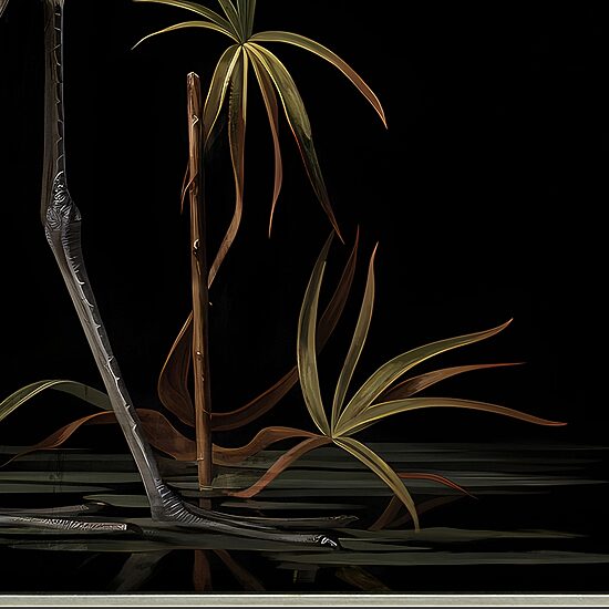Streamline Art Midnight Heron I Hand Embellished Canvas Art