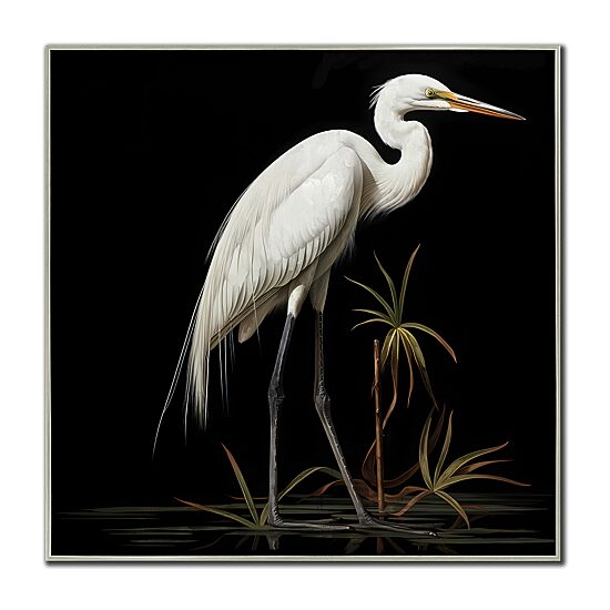 Streamline Art Midnight Heron I Hand Embellished Canvas Art
