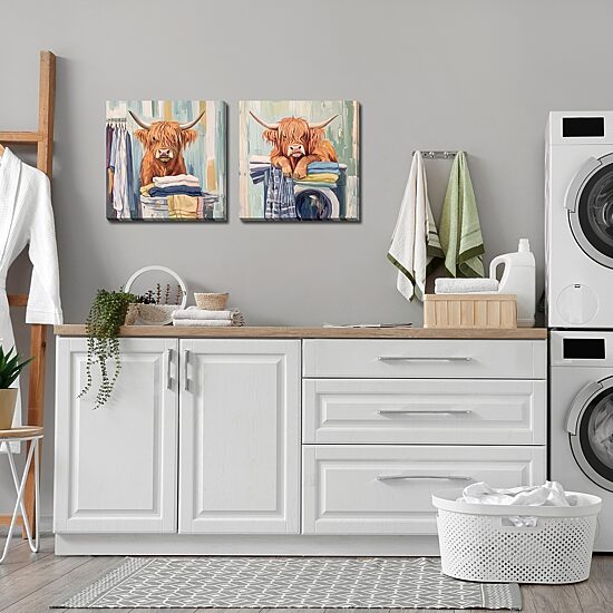 Streamline Art More Laundry  Hand Embellished Canvas Art