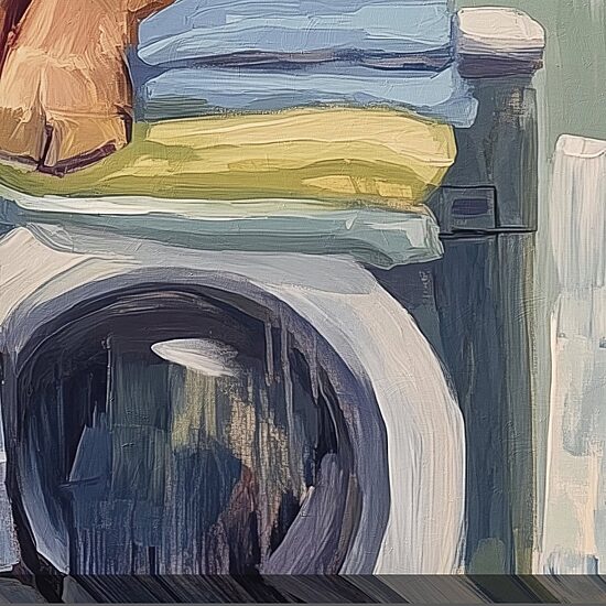 Streamline Art More Laundry  Hand Embellished Canvas Art