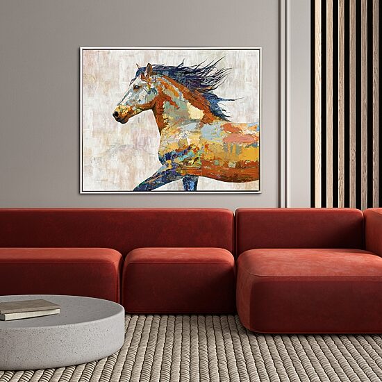 Streamline Art Dappled Horse Hand Embellished Canvas Art