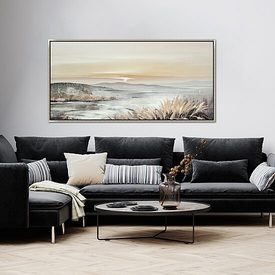 Streamline Art Fading Sunset Hand Embellished Canvas Art