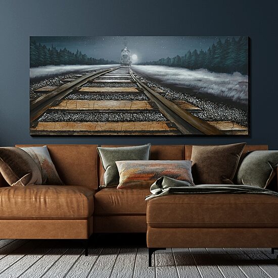 Streamline Art Night Train 3d Oil Painting Canvas Art