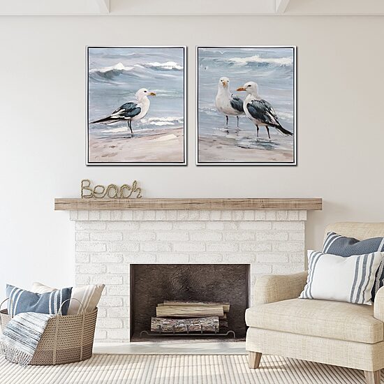Streamline Art Shoreline Friends I Hand Embellished Canvas Art