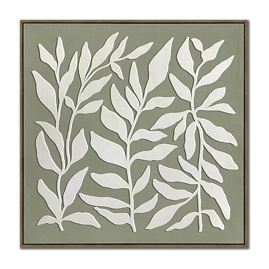 Streamline Art Leafy Silhouettes 3d Oil Painting Framed Canvas Art