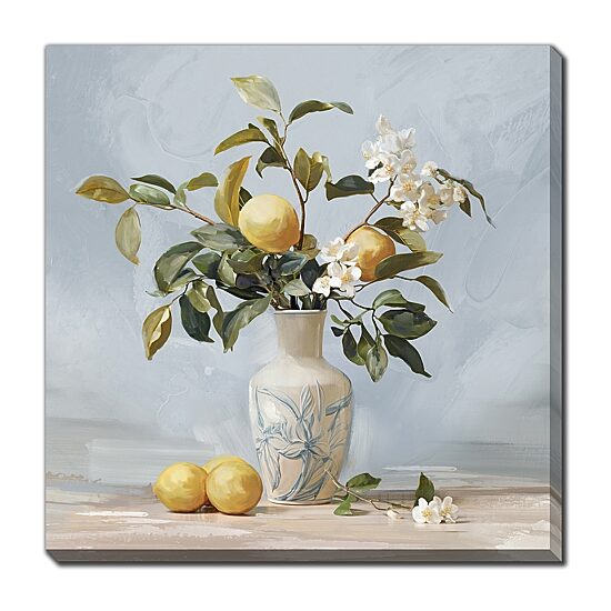 Streamline Art Lemon Blossom I Hand Embellished Canvas Art
