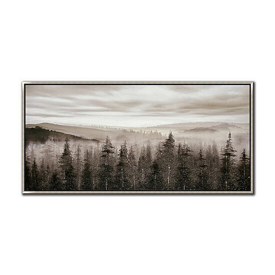 Streamline Art Foggy Mountain Pines Hand Embellished Canvas Art