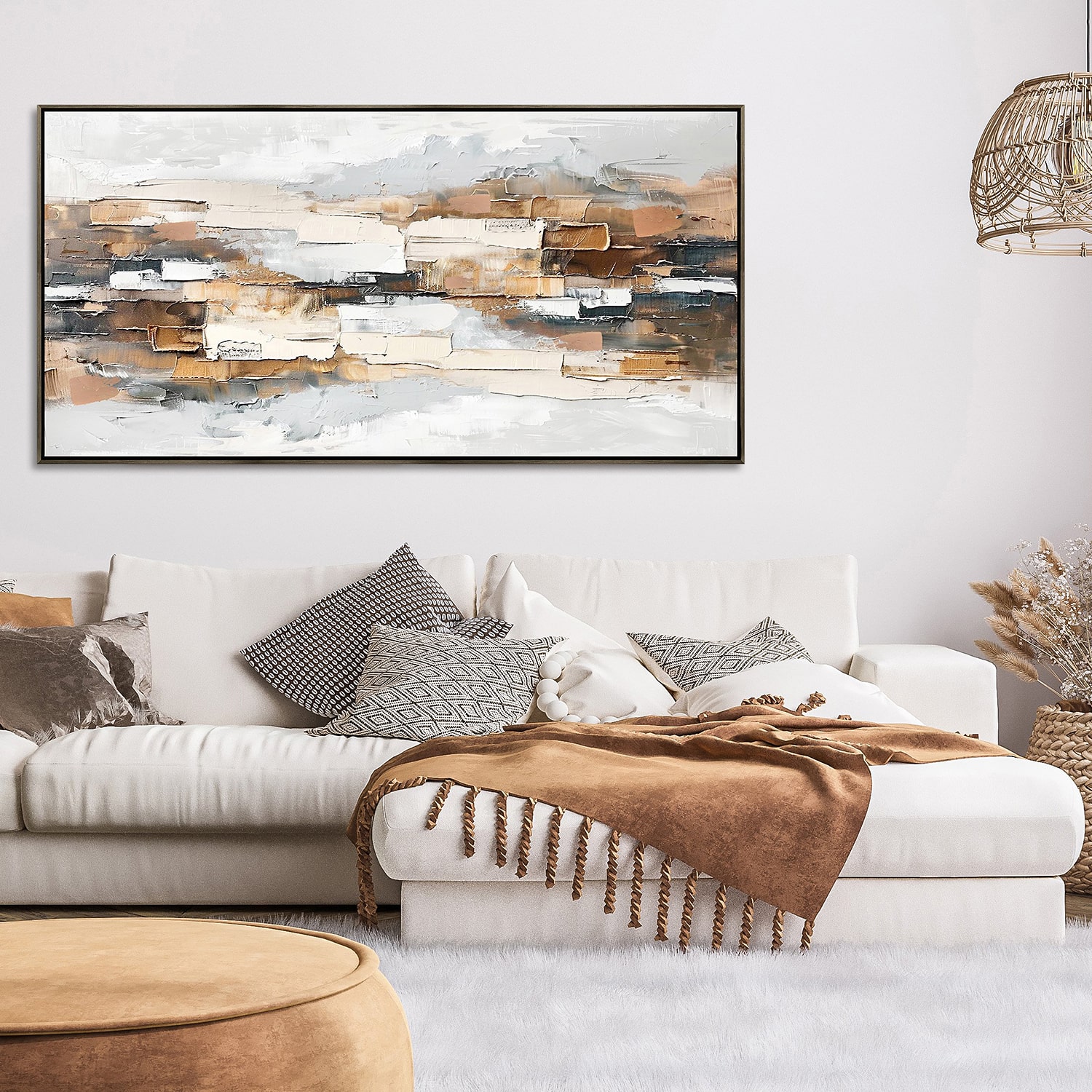 Streamline Art Layered Neutrals Hand Embellished Canvas Art