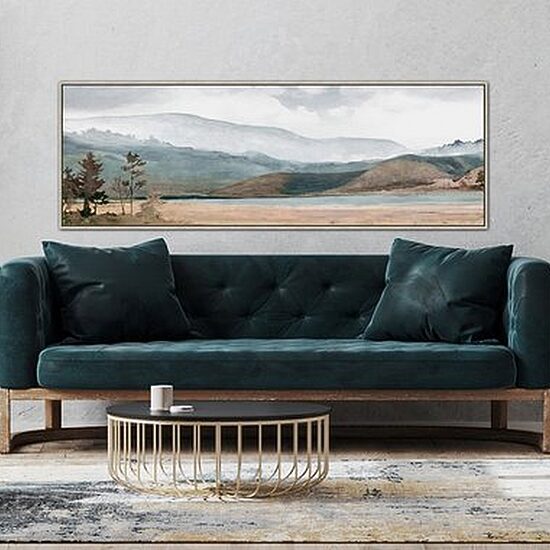 Streamline Art Teal Lake Hand Embellished Canvas Art