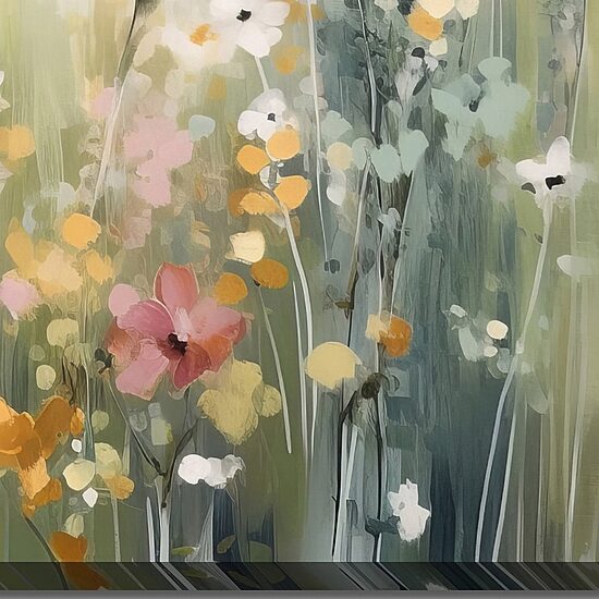 Streamline Art Tranquil Meadow Tones I Hand Embellished Canvas Art