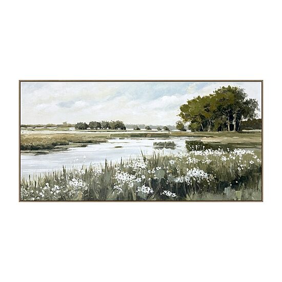 Streamline Art Meadow Reflection Hand Embellished Canvas Art