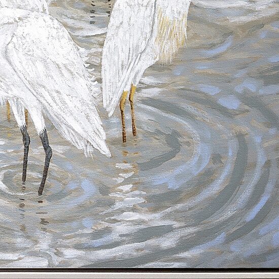 Streamline Art Herons And Egrets Hand Embellished Canvas Art