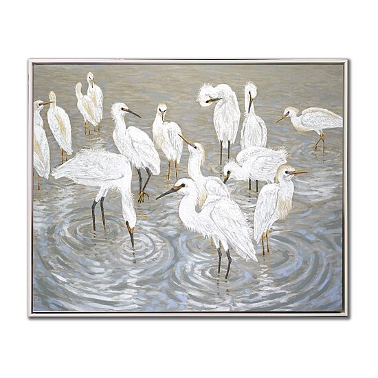 Streamline Art Herons And Egrets Hand Embellished Canvas Art