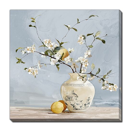 Streamline Art Lemon Blossom Ii Hand Embellished Canvas Art