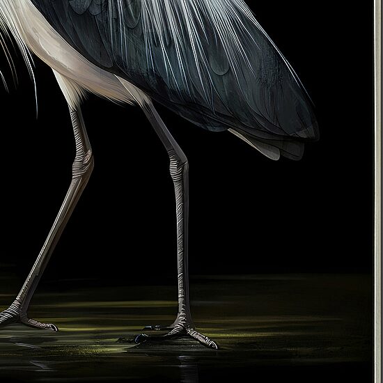 Streamline Art Midnight Heron Ii Hand Embellished Canvas Art