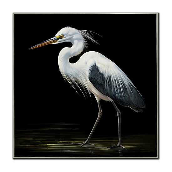Streamline Art Midnight Heron Ii Hand Embellished Canvas Art
