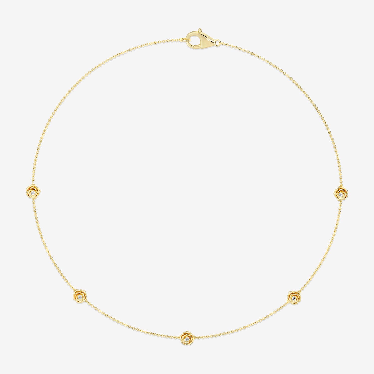 Enchanted Disney Fine Jewelry Belle (I / I2) Womens 14K Gold Over Silver 18 Inch Cable Chain Necklace