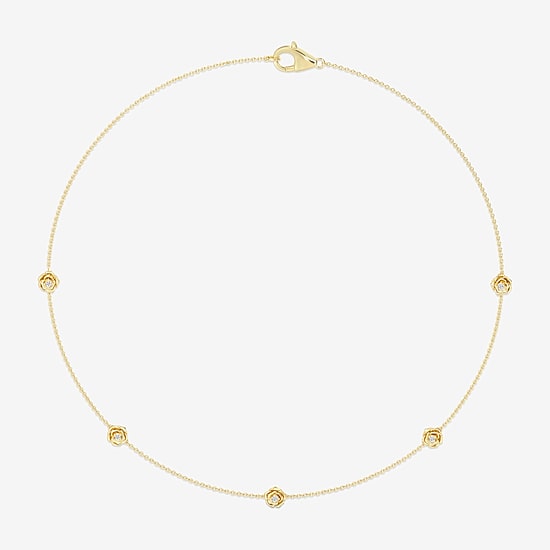 Enchanted Disney Fine Jewelry Belle (I / I2) Womens 14K Gold Over Silver 18 Inch Cable Chain Necklace