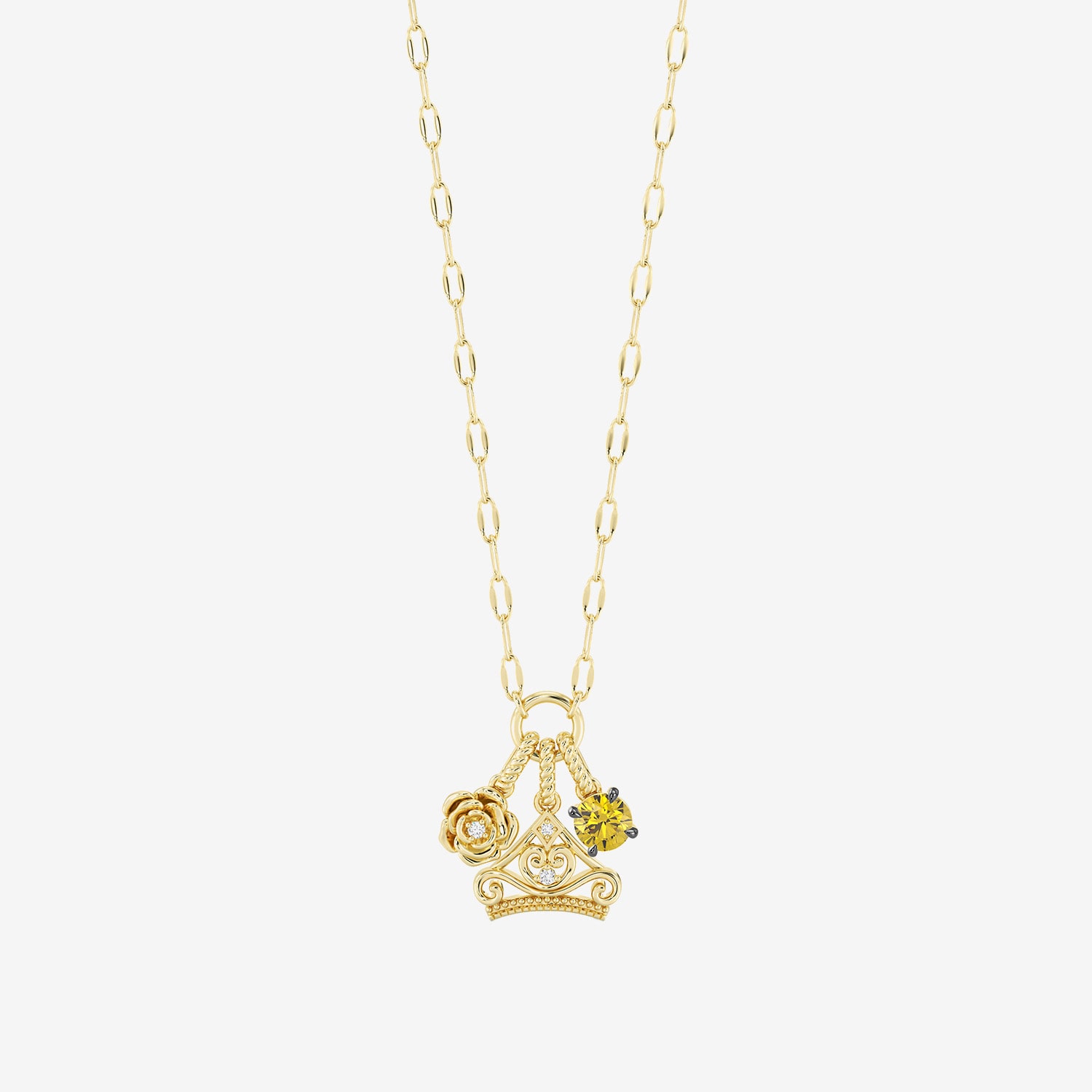 Enchanted Disney Fine Jewelry Belle (I / I2) Womens Diamond Accent Genuine Yellow Citrine 14K Gold Over Silver 18 Inch Pendant Necklace